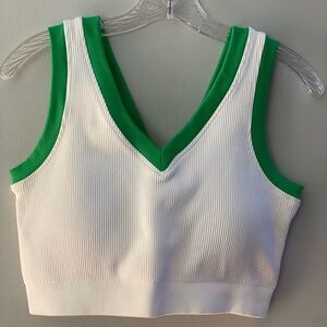 NWOT Aerie off Line White/Green Sports Bra